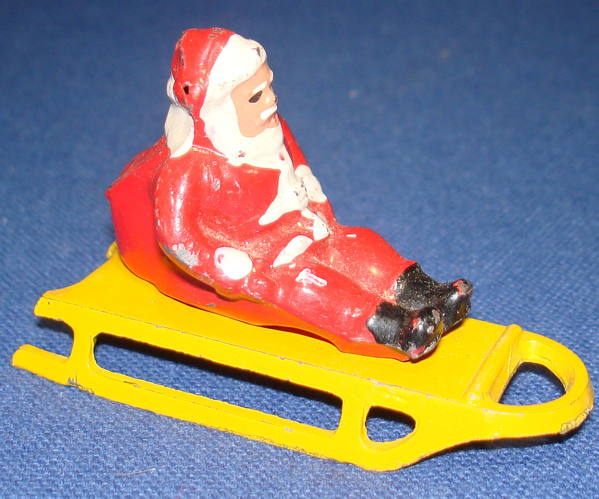 Barclay Lead Toy Figures Lot Skaters Skiers Sleds Santa Claus With