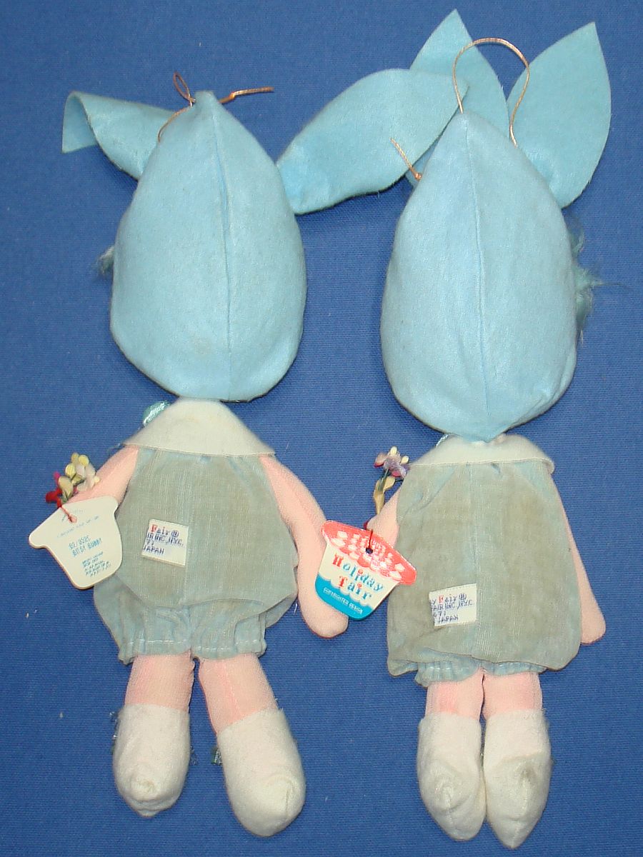 1967 Holiday Fair Made In Japan Bitsy Bunny Blue Easter Dolls Excelsior Cotton Paper Tags Labels 1967 Holiday Fair Made In Japan Bitsy Bunny Blue Easter Dolls Excelsior Cotton Paper Tags Labels