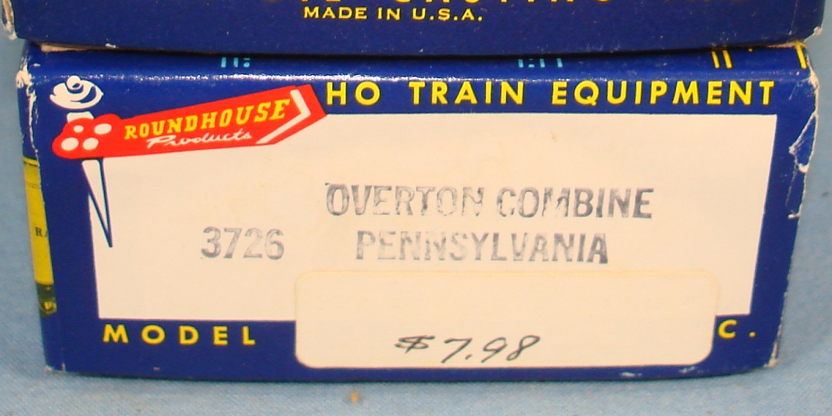 Roundhouse Products Model Die Cast Overton Combine Train Car Kit #3726 Box