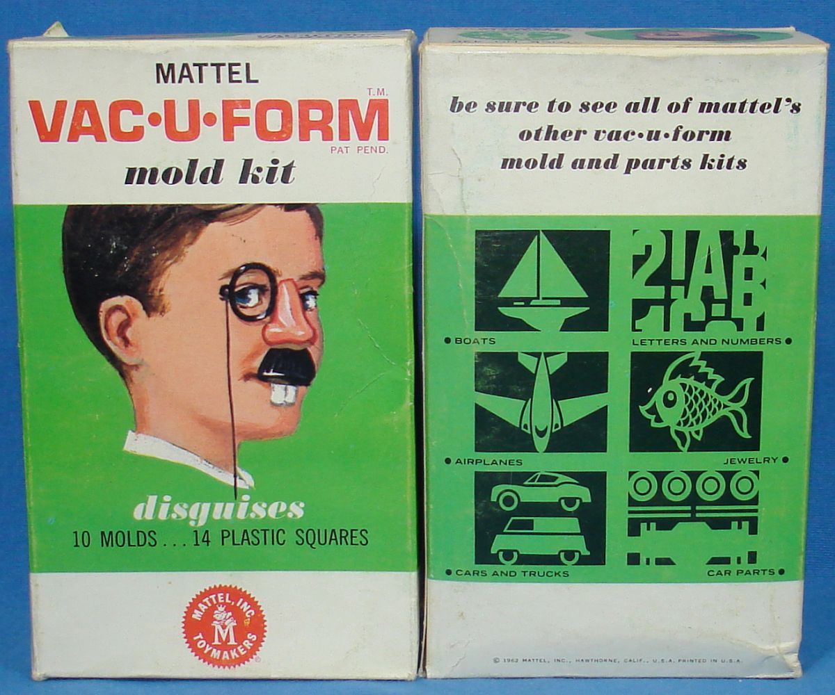 Vintage Mattel Vac-U-Form Disguises Mold Kit #430 10 Molds 14 Plastic Squares Box