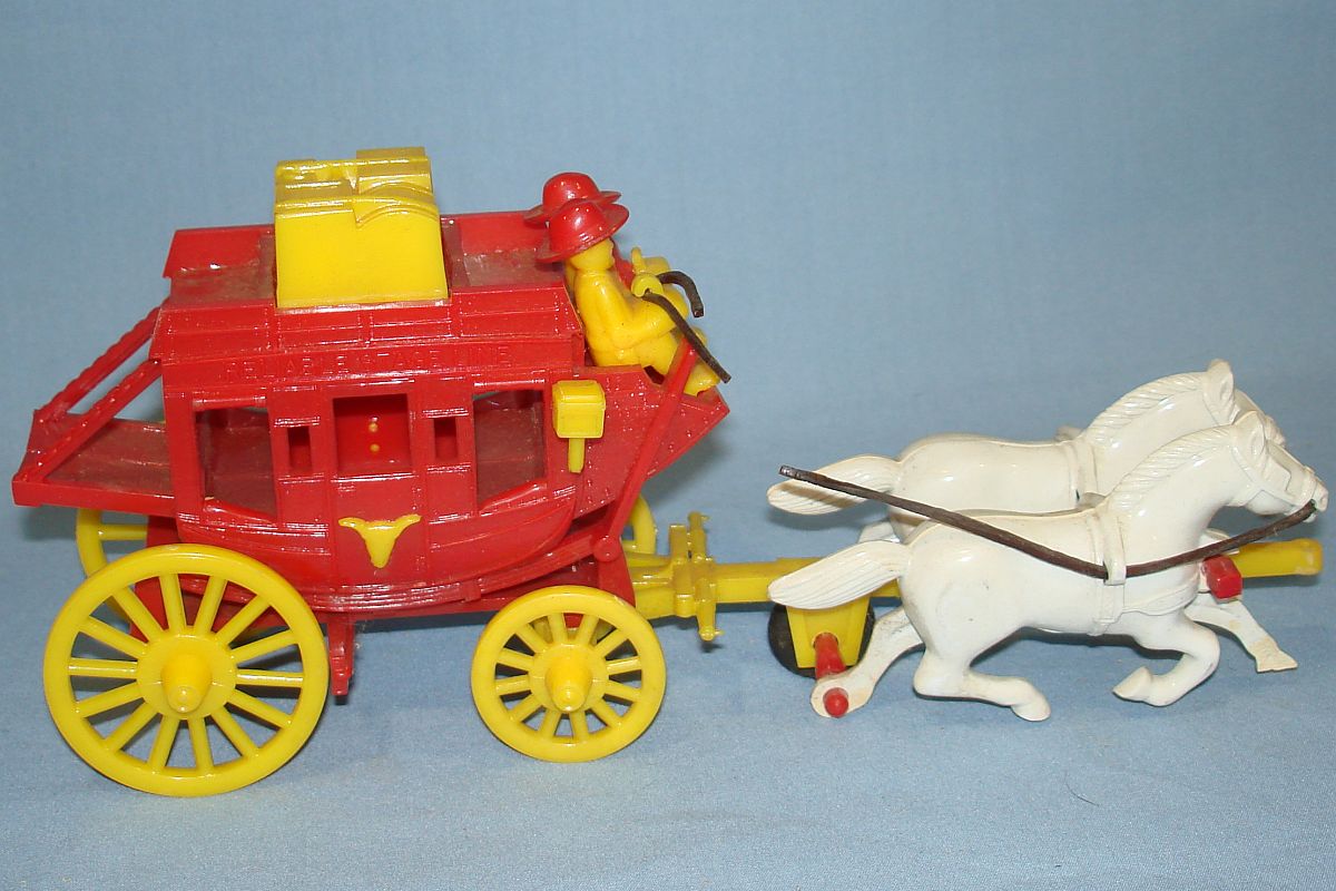 Vintage Reliable Plastic Miniature Replica Red Stage Coach #230/8 Yellow Wheels Vintage Reliable Plastic Miniature Replica Red Stage Coach #230/8 Yellow Wheels