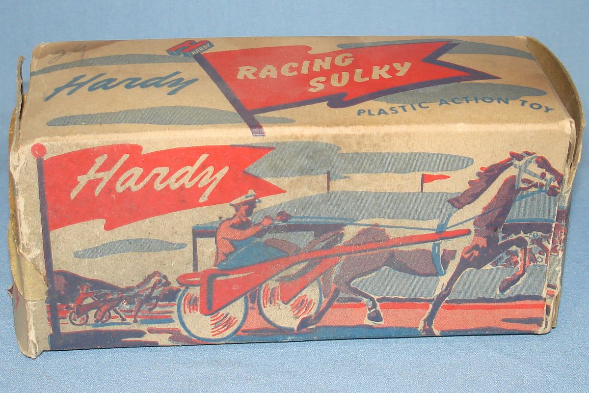 Vintage Hardy Racing Sulky Plastic Action Toy Cardboard Box #20 Vintage Hardy Racing Sulky Plastic Action Toy Cardboard Box #20