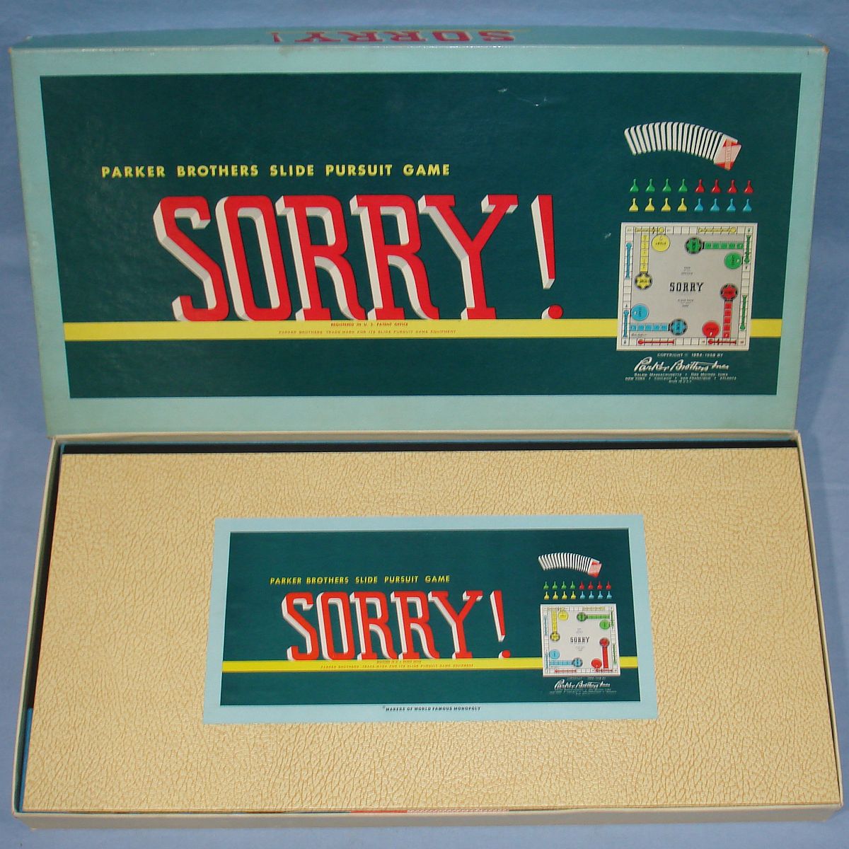 Parker Brothers Sorry Slide Pursuit Board Game Box Lid