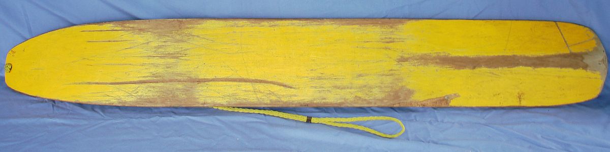 Vintage Brunswick Snurfer Snowboard Yellow Painted Wood Bottom
