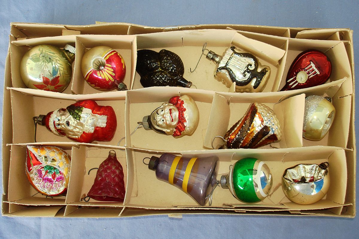 Vintage Christmas Tree Glass Ornament Lot Shiny Bright Germany