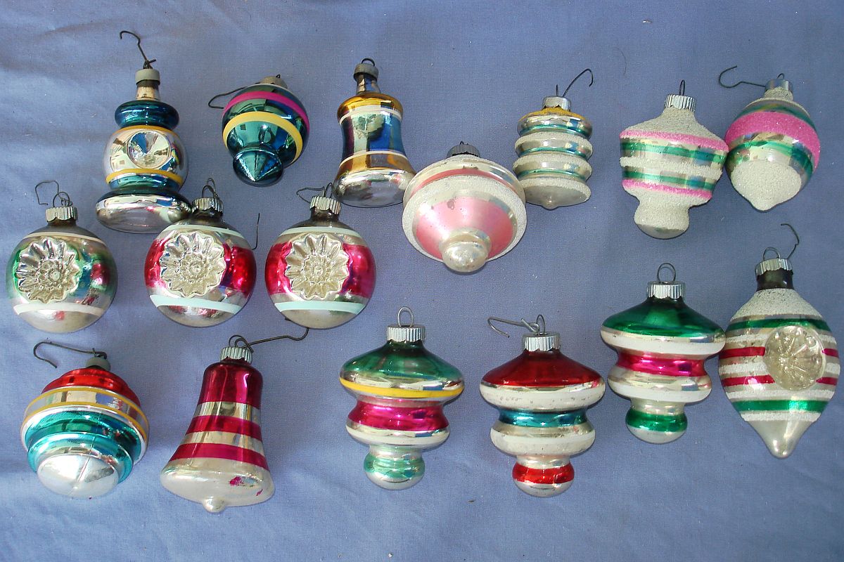 Vintage Christmas Tree Glass Ornament Lot Shiny Bright Germany Poland Vintagetoys Com Item 700