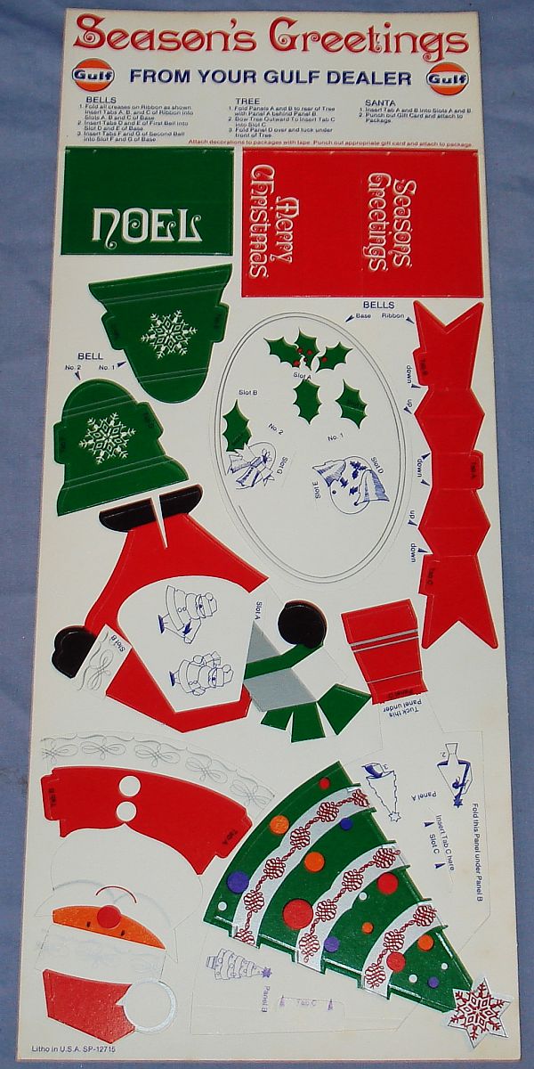Vintage Gulf Dealer Seasons Greetings Merry Christmas Noel Bells Tree Santa Claus Full Card Vintage Gulf Dealer Seasons Greetings Merry Christmas Noel Bells Tree Santa Claus Full Card