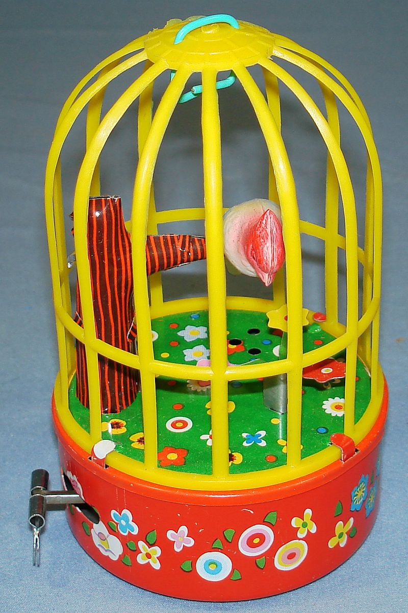 Vintage Yone Made In Japan Mechanical Wind Up Singing Bird In Cage Vintage Yone Made In Japan Mechanical Wind Up Singing Bird In Cage
