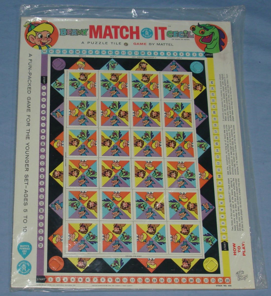 Mattel 1961 Beany Cecil Captain Horatio Huffenpuff Dishonest John Puzzle Tile Game