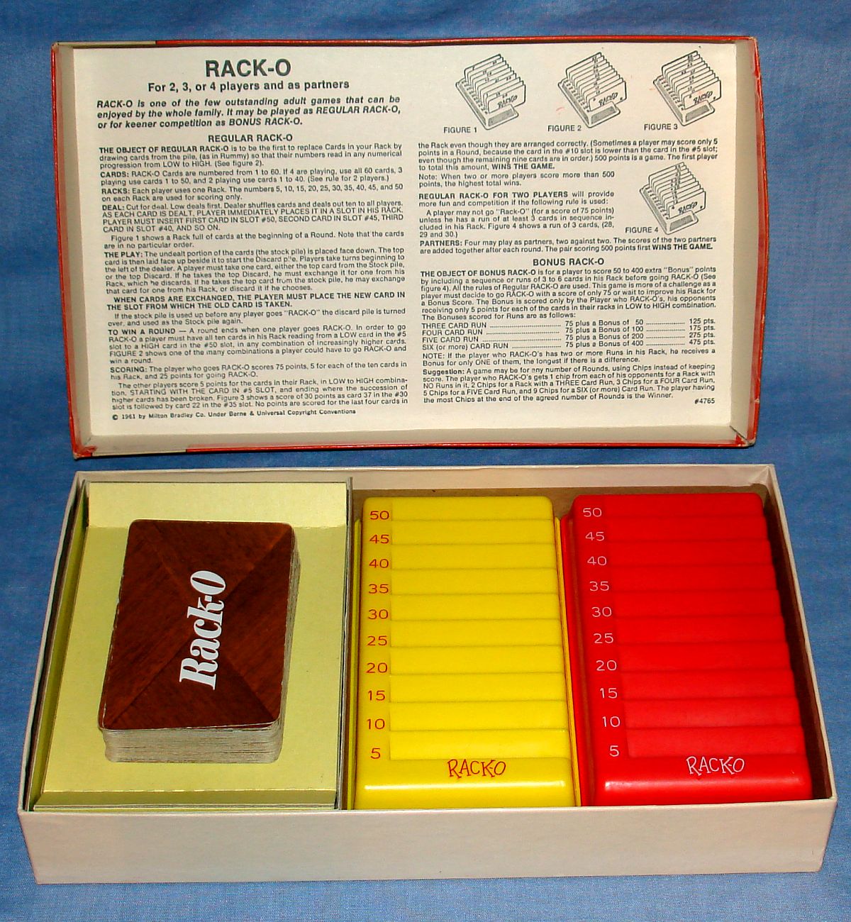Milton Bradley Rack-O Card Game #4765 Instructions Cards Yellow Red Racks