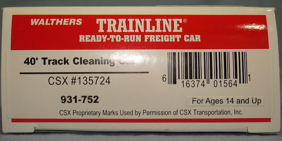 Walthers Trainline CSX CSXT #135724 Track Cleaning Car 40 Foot Freight Boxcar #951-752