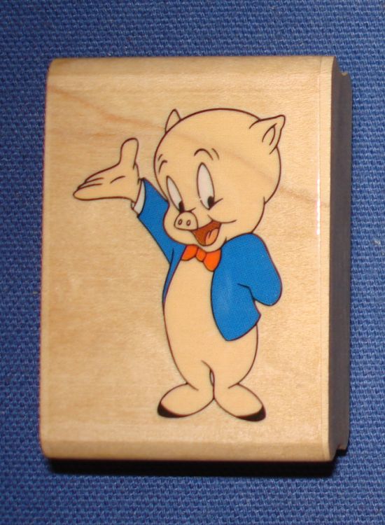 Rubber Stampede Looney Tune Porky Pig Stamper Handle