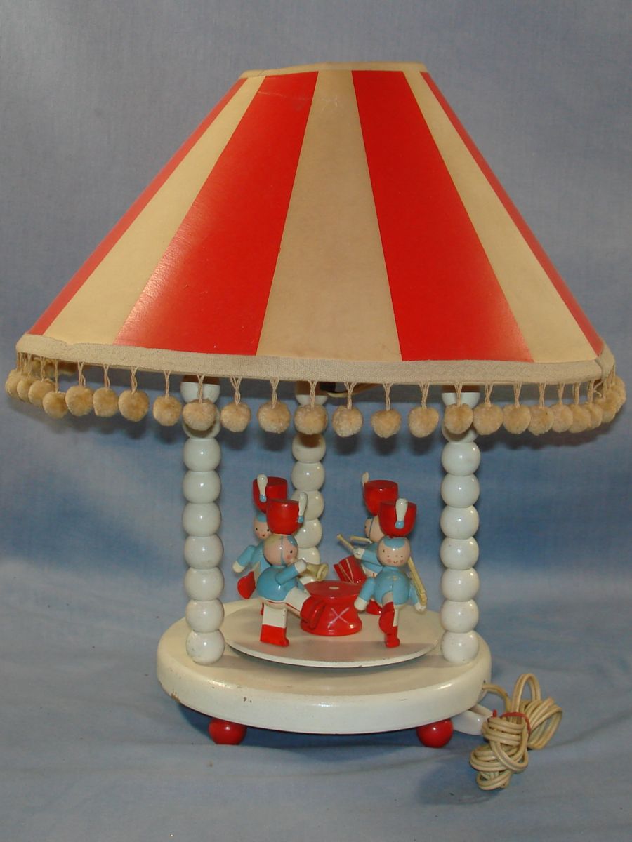 Vintage Irmi Toy Wooden Soldier Band Musical Nursery Lamp