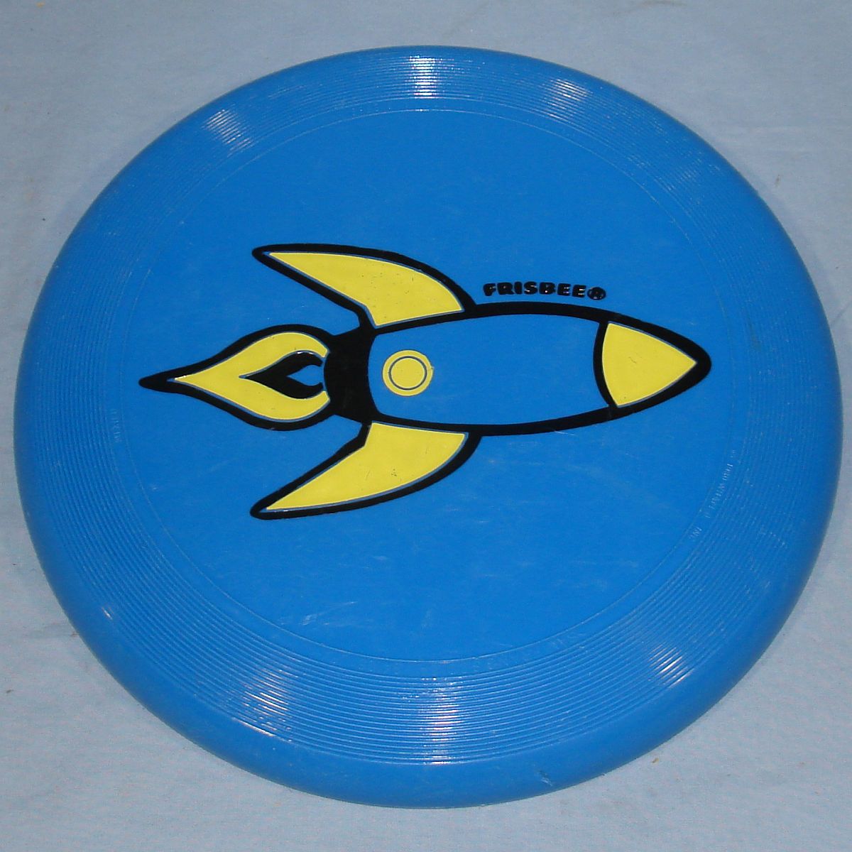 Vintage 1980 Wham-O Frisbee Disk Mexico Blue Yellow Black Rocket Ship