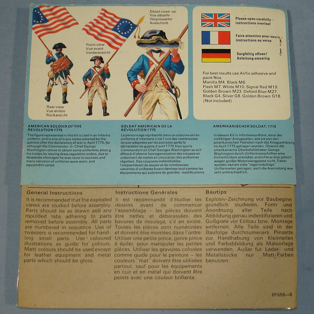 Vintage Airfix American Revolution Soldier 1775 1:72 OO Scale Instructions