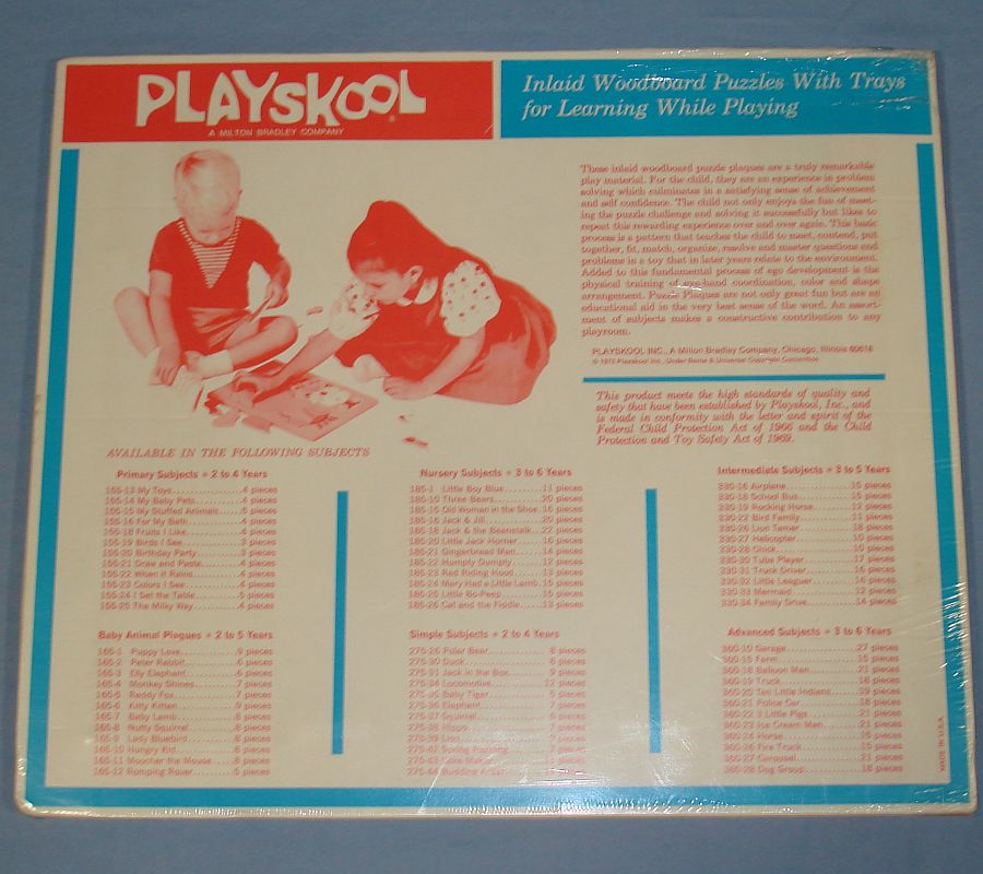 Vintage Playskool Barney 6 Pc Wood Wooden Puzzle Baby Bop