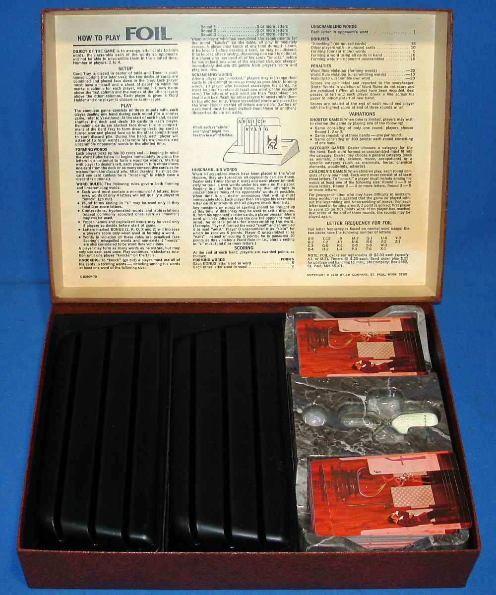 Vintage 3M Bookshelf Board Game Of Wits And Words Foil Contents Cards Word Holders Timer