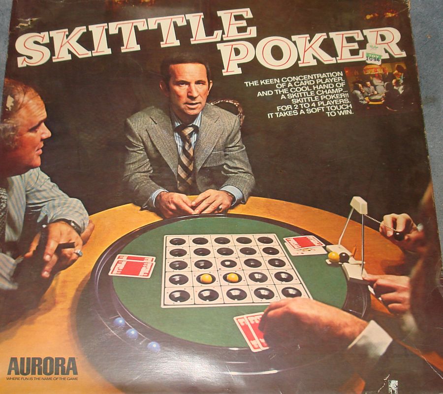Vintage Aurora Plastics Corporation Skittle Poker Game #5520 Box Lid Graphics Vintage Aurora Plastics Corporation Skittle Poker Game #5520 Box Lid Graphics