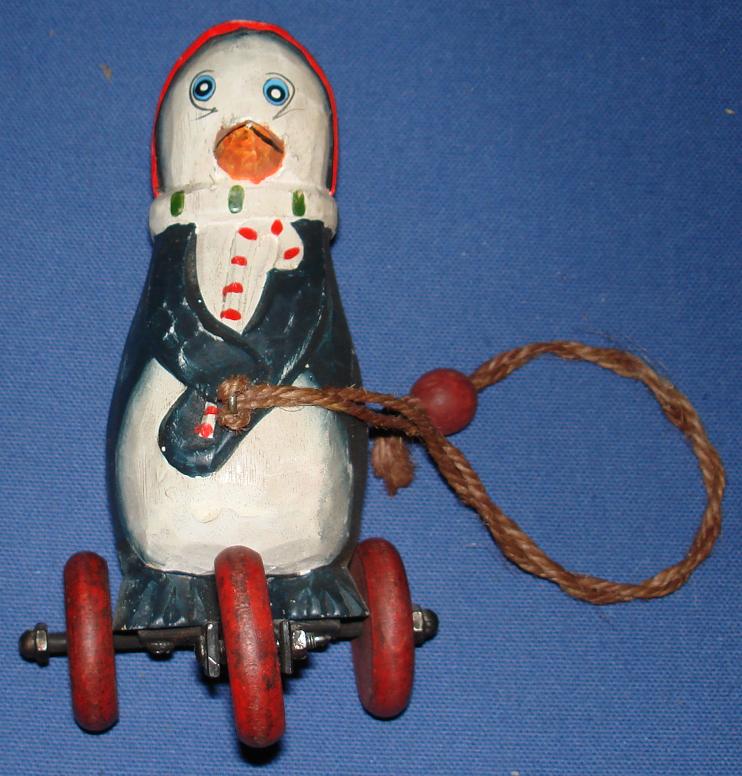 Hand Carved Wood Walter Lantz Chilly Willy Penguin Candy Cane
