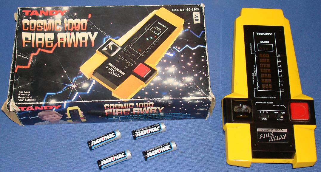 Tandy Cosmic 1000 Fire Away Hand Held Battery Operated Electronic Video Game Box Batteries