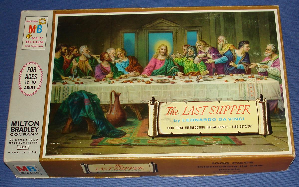 Milton Bradley 1000 Piece Interlocking Jigsaw Puzzle The Last Supper Lionardo Di Vinci