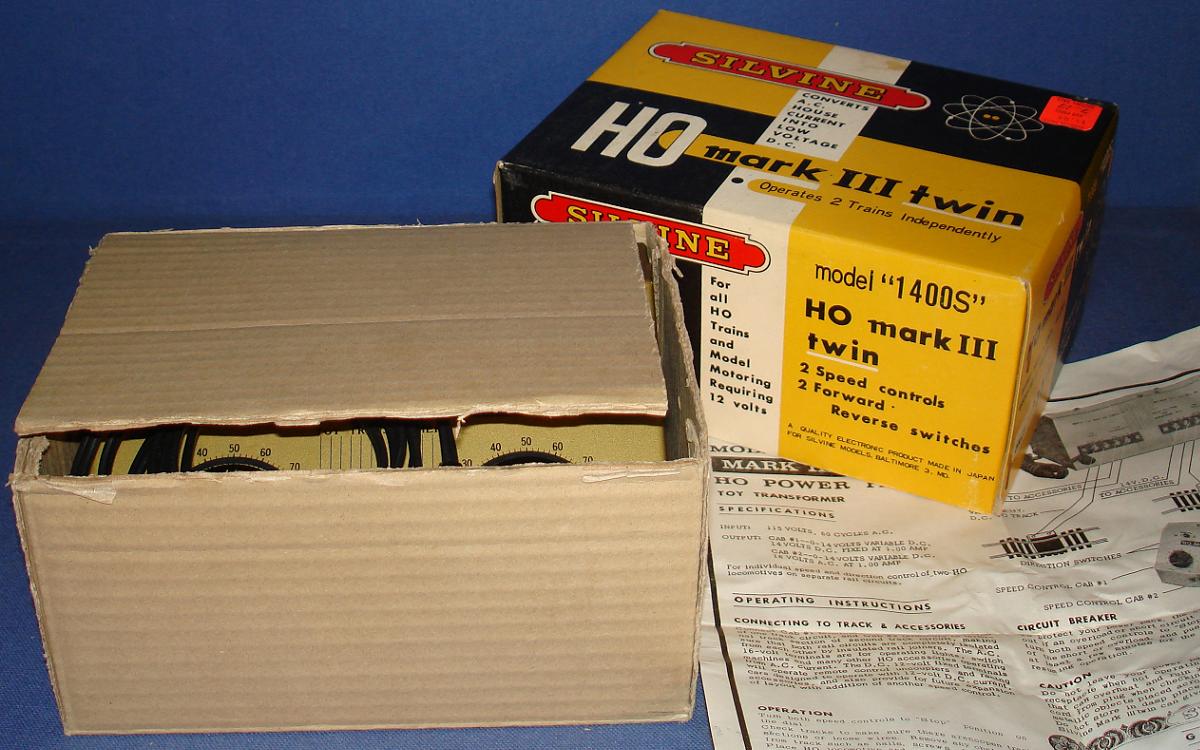 Vintage Silvine HO Mark III Twin Train Transformer Box Contents
