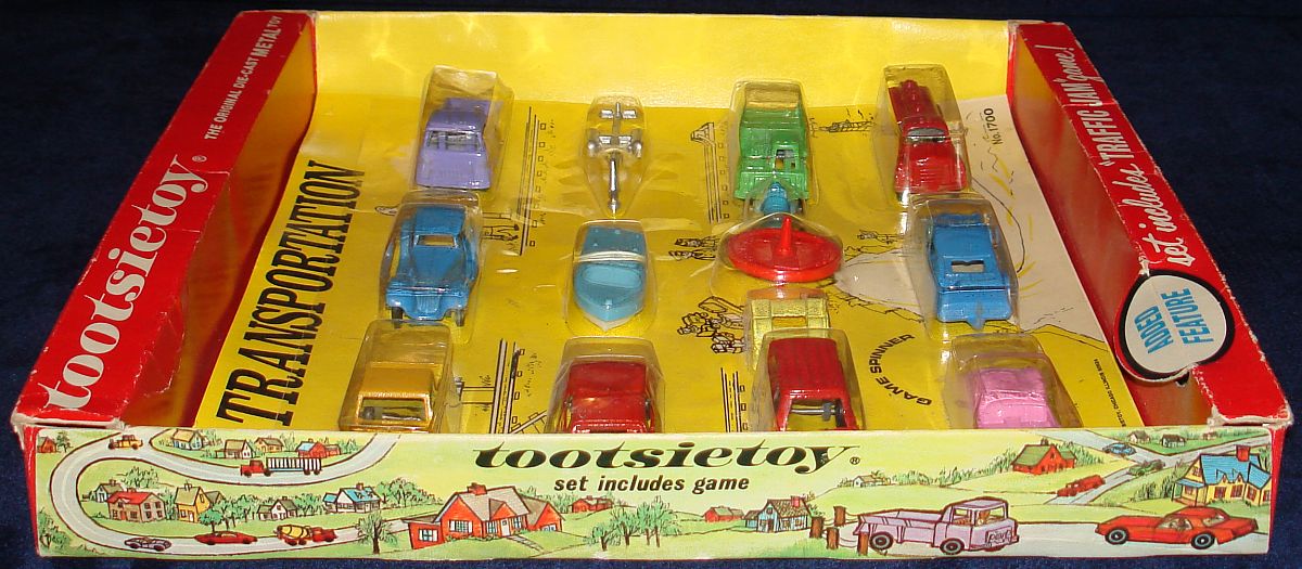 Vintage Tootsietoy Diecast Metal Transportation Vehicles Set 1700 Box Left Side Panel