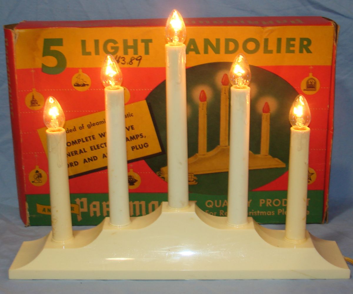 Vintage Molded Plastic Light Five Candles Candolier Paramount #255