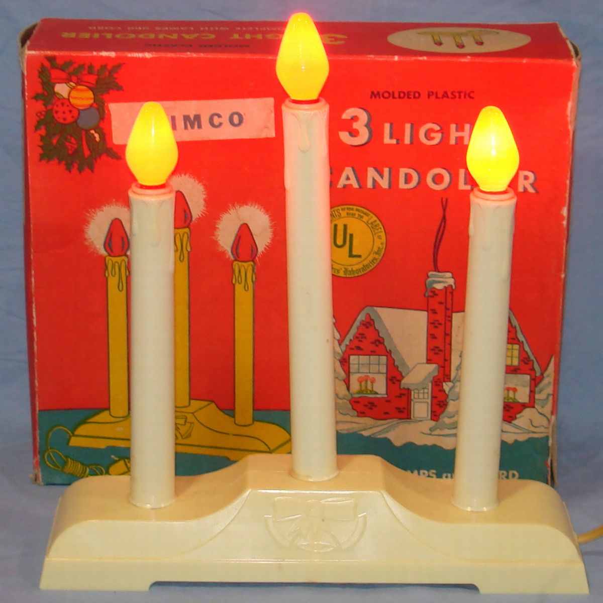 Vintage Molded Plastic Light Three Candles Candolier Timco #37
