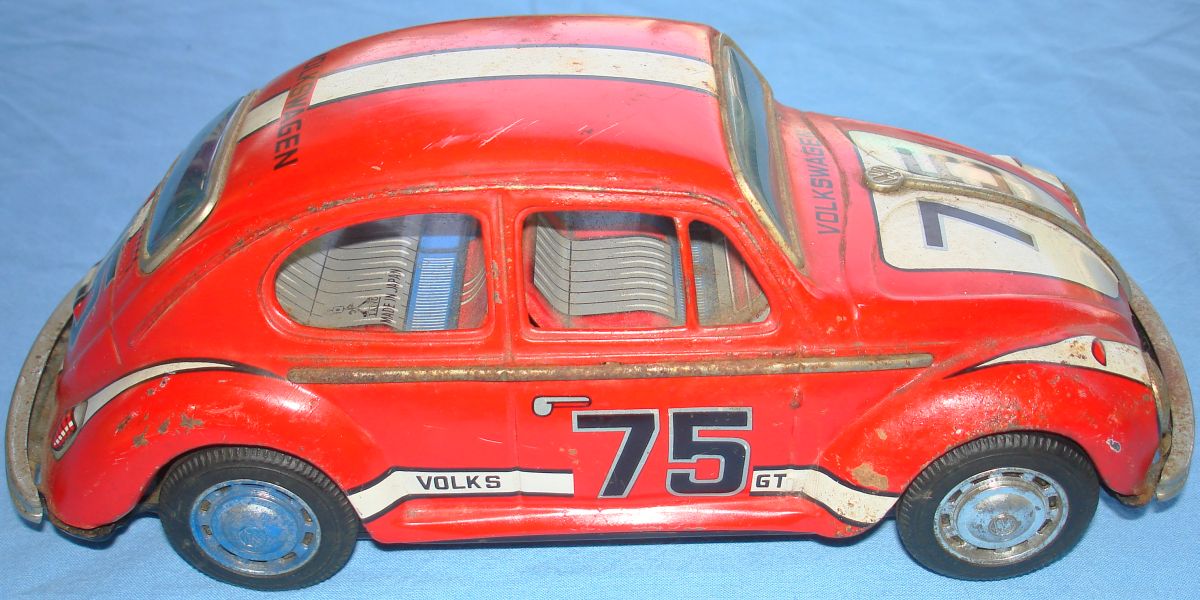 Taiyo Made In Japan German Volkswagen VW Battery Operated Tin Toy Car Passenger Taiyo Made In Japan German Volkswagen VW Battery Operated Tin Toy Car Passenger