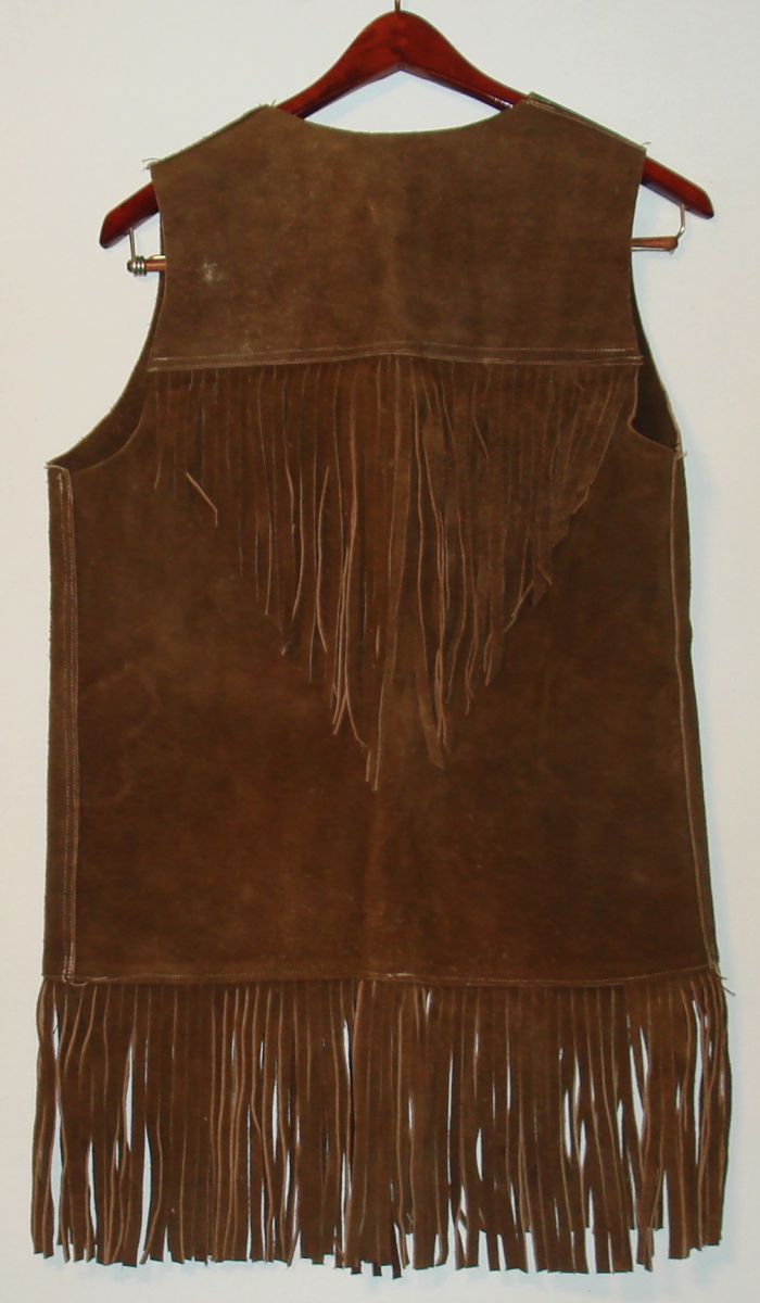 Vintage Unisex Western Hippie Style Brown Suede Leather Vest Fringe