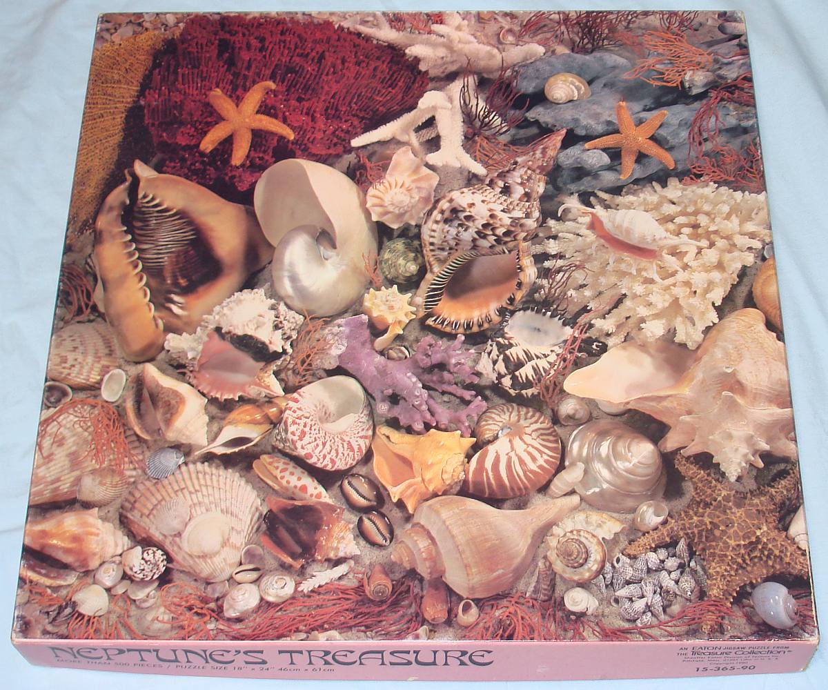 1980 Eaton Jigsaw Puzzle 500 Piece Neptune`s Treasure Sea Shells 1980 Eaton Jigsaw Puzzle 500 Piece Neptune`s Treasure Sea Shells