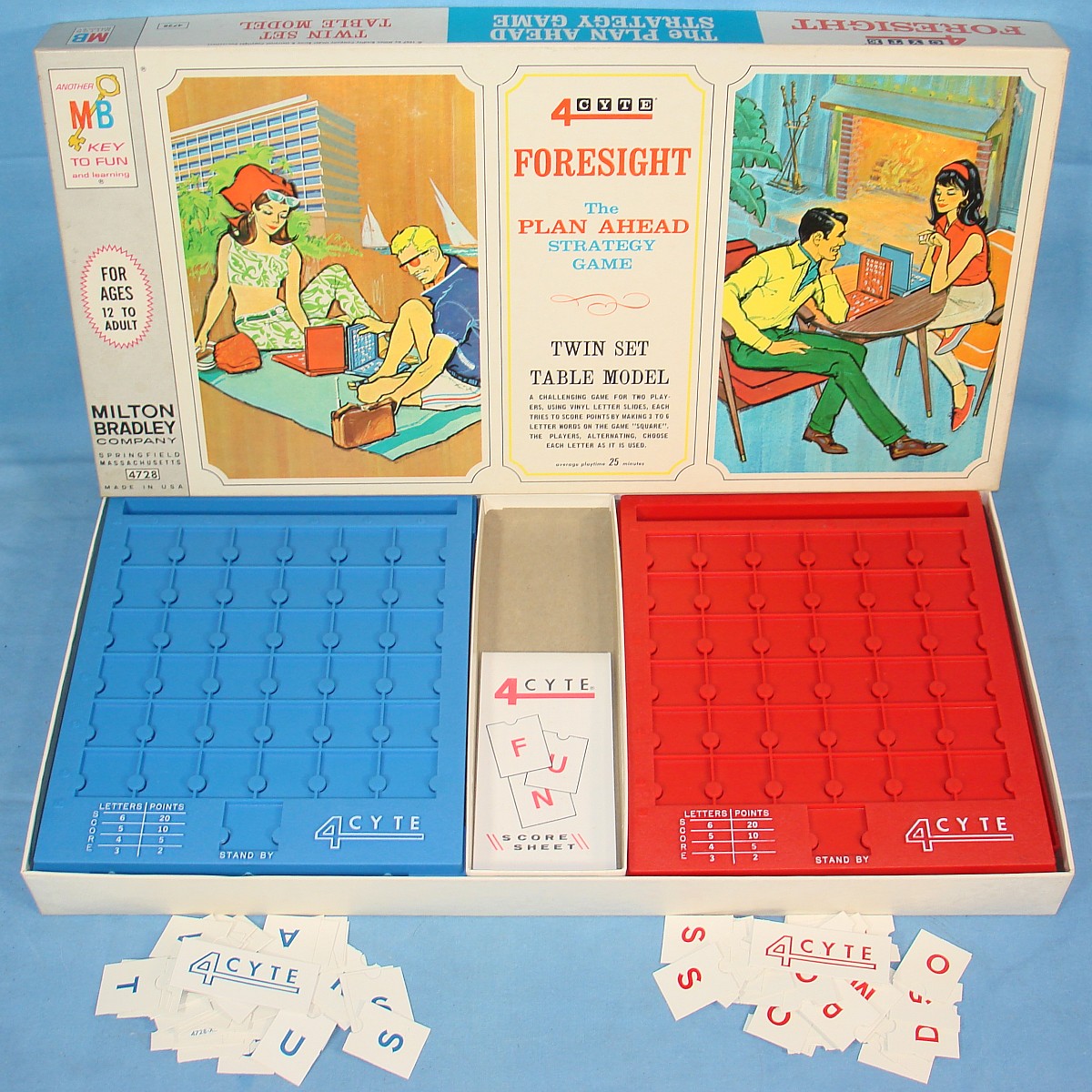 1967 MB Milton Bradley 4Cyte Foresight The Plan Ahead Strategy Twin Set Game Contents 1967 MB Milton Bradley 4Cyte Foresight The Plan Ahead Strategy Twin Set Game Contents
