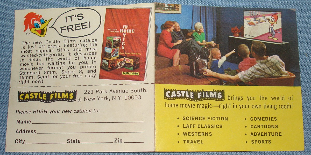 Castle Films 8mm Super 8 16mm Home Movies Catalog 1968-68 Flyer Coupon Castle Films 8mm Super 8 16mm Home Movies Catalog 1968-68 Flyer Coupon