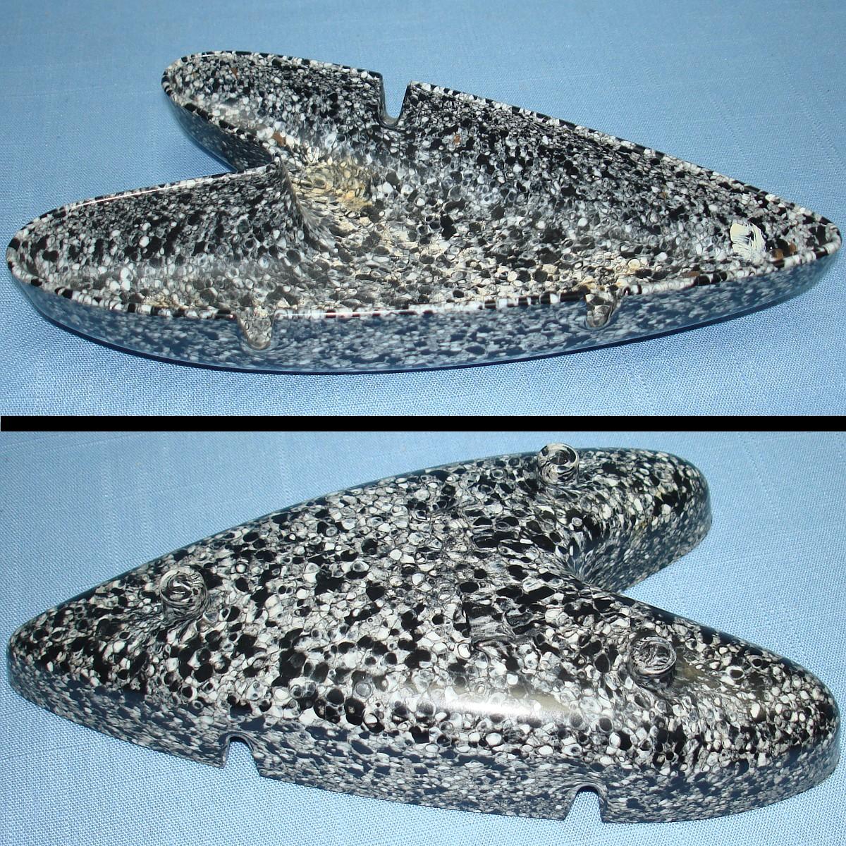 Vintage Mid Century Space Age Boomerang Black & White Marbled Melamine Ashtray Vintage Mid Century Space Age Boomerang Black & White Marbled Melamine Ashtray