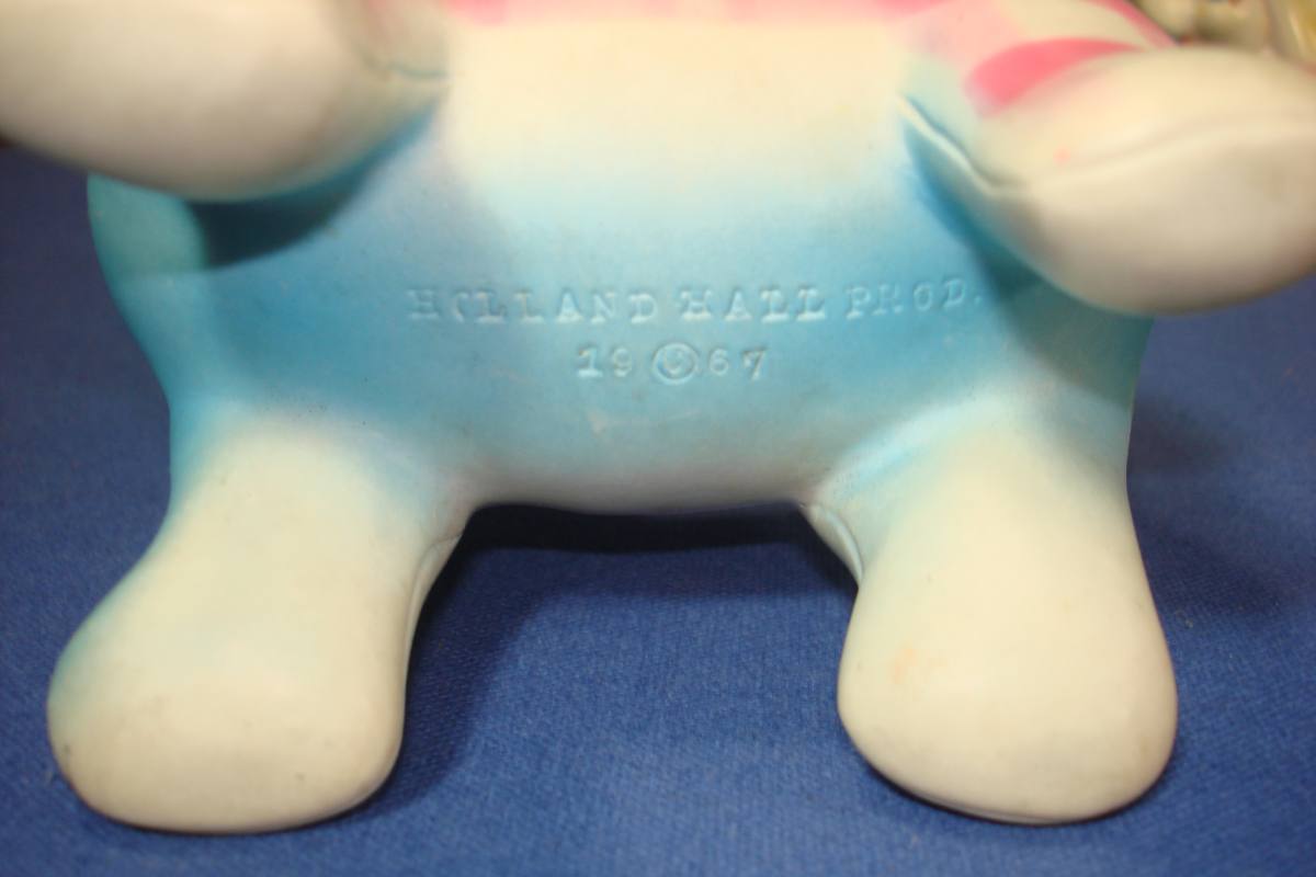 1967 Holland Hall Products Rubber Squeeze Baby Squeaky Toy Dog Blue & Pink 1967 Holland Hall Products Rubber Squeeze Baby Squeaky Toy Dog Blue & Pink