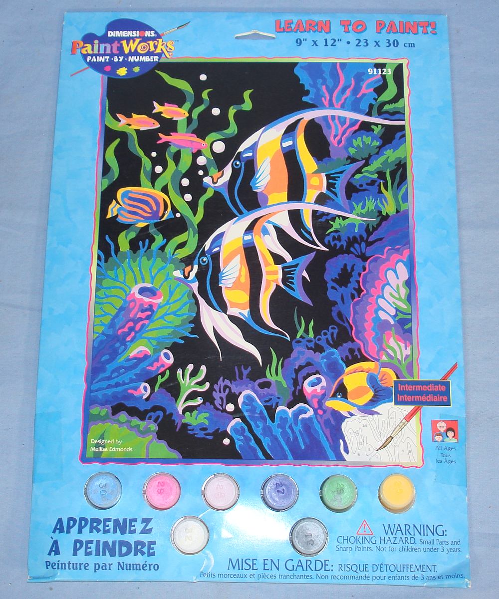2001 Dimensions Learn To Paint By Number Angel Fish Aquarium Scene #91123 2001 Dimensions Learn To Paint By Number Angel Fish Aquarium Scene #91123