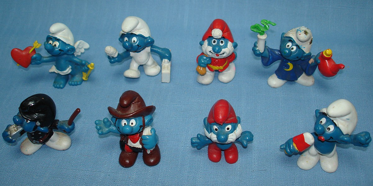 1978 1979 1980 Made In Hong Kong Peyo Schleich Smurf Figures Cupid Wizard Santa 1978 1979 1980 Made In Hong Kong Peyo Schleich Smurf Figures Cupid Wizard Santa