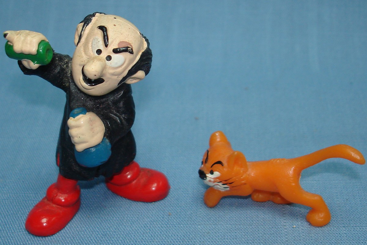 1978 Made In Hong Kong Galoob Peyo Schleich Smurf Gargamel & Azrael Kitty Cat 1978 Made In Hong Kong Galoob Peyo Schleich Smurf Gargamel & Azrael Kitty Cat