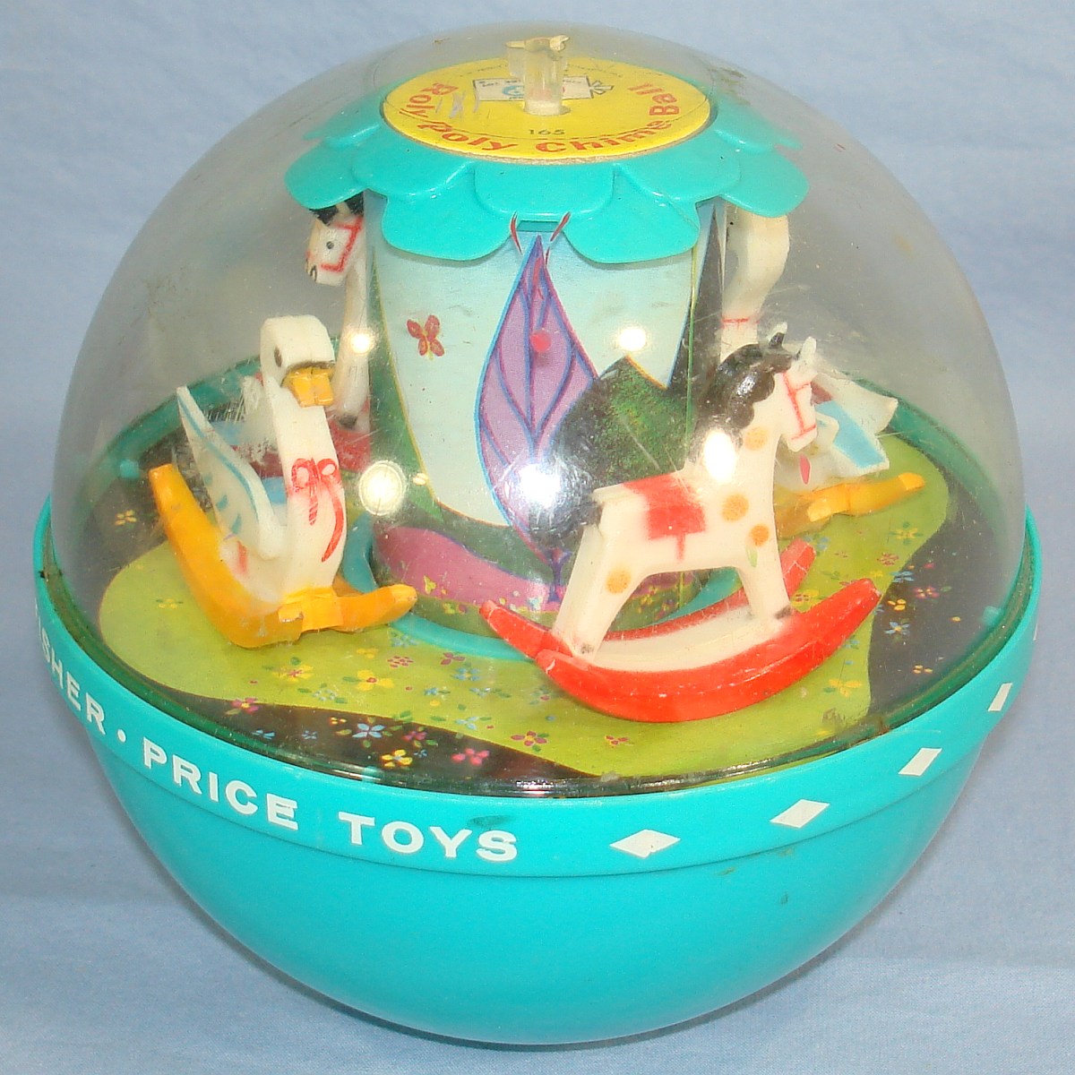 Vintage Fisher Price Toys #165 Turquoise Roly Poly Chime Ball Yellow Swan Red Horse Vintage Fisher Price Toys #165 Turquoise Roly Poly Chime Ball Yellow Swan Red Horse