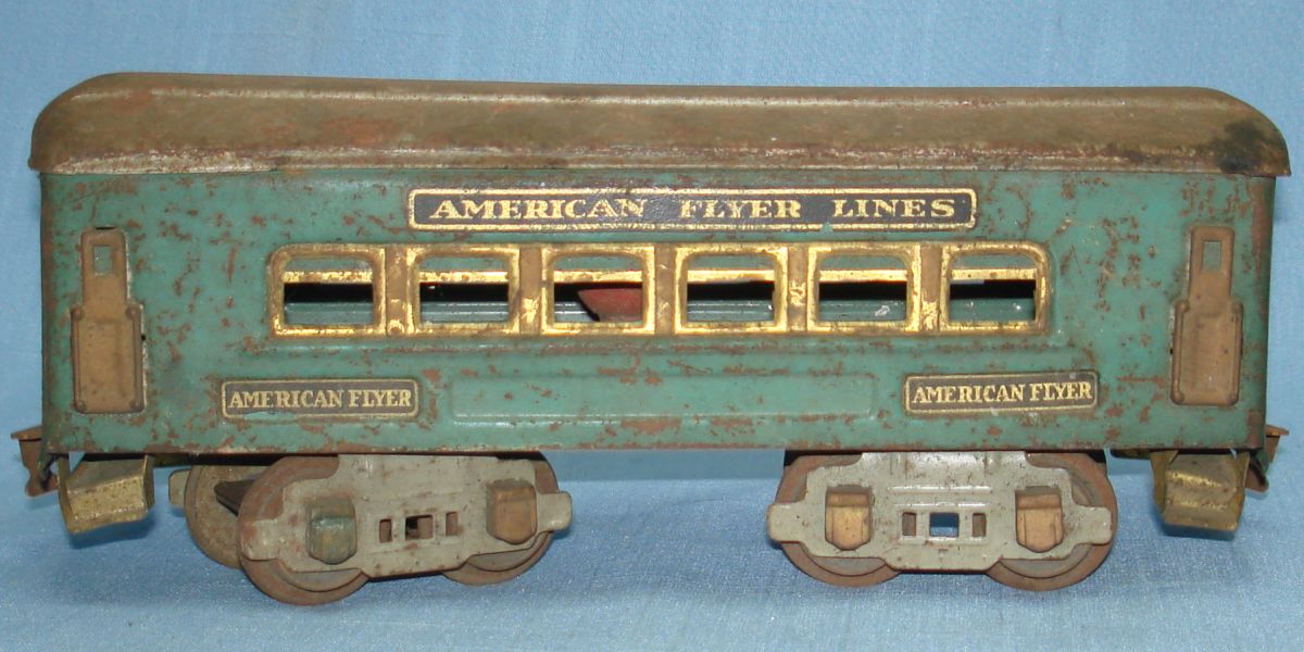 American Flyer Lines O Gauge Model Railroad Rusted Passenger Car 6 Brass Windows American Flyer Lines O Gauge Model Railroad Rusted Passenger Car 6 Brass Windows