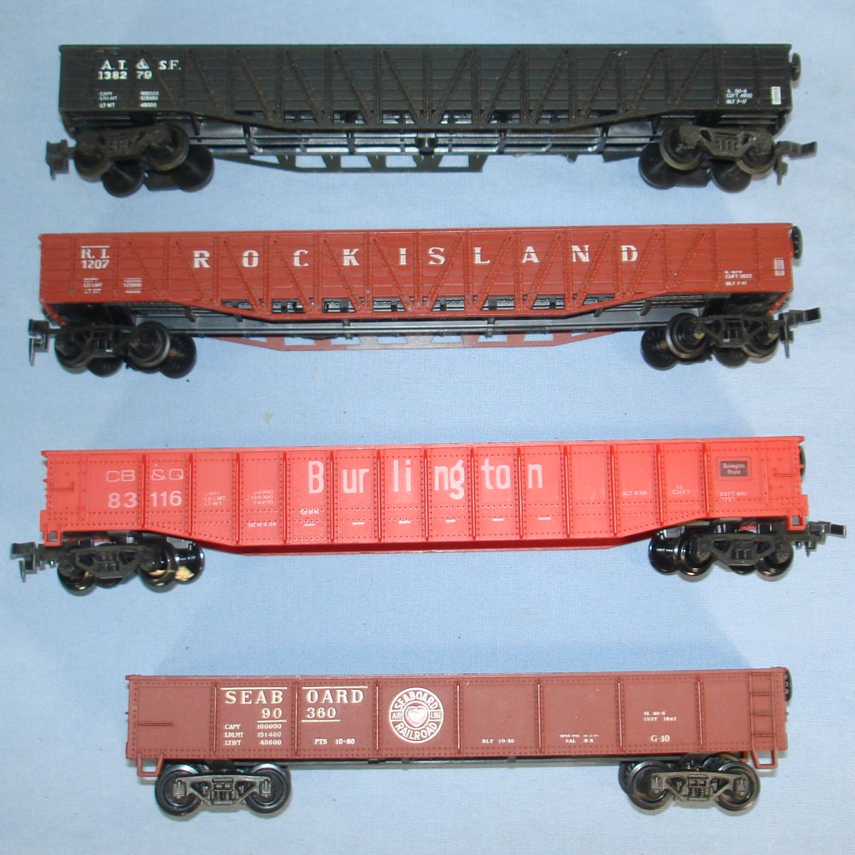 AHM Rivarossi RoCo Seaboard BurlingtonRock Island ATSF Fish Belly Wood Brace Gondola Lot AHM Rivarossi RoCo Seaboard BurlingtonRock Island ATSF Fish Belly Wood Brace Gondola Lot