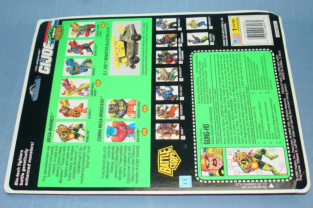 1992 Hasbro GiJoe A Real American Hero Mega Marines Commander Gung-Ho Card 1992 Hasbro GiJoe A Real American Hero Mega Marines Commander Gung-Ho Card