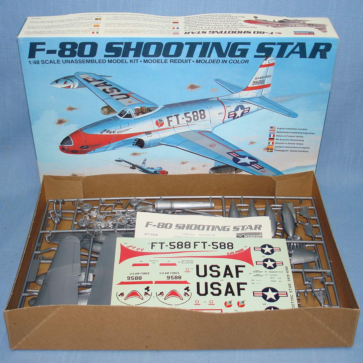 Monogram 1:48 Aircraft Plastic Model Kit F-80 Shooting Star USAF Jet Plane #5428 Monogram 1:48 Aircraft Plastic Model Kit F-80 Shooting Star USAF Jet Plane #5428