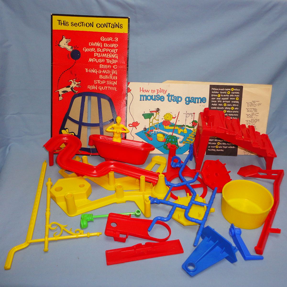Vintage 1963 Ideal Mouse Trap Game Piece Lot Crank Shoe Stairway Plumbing Bathtub Man Washtub Cage Vintage 1963 Ideal Mouse Trap Game Piece Lot Crank Shoe Stairway Plumbing Bathtub Man Washtub Cage