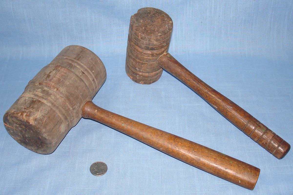 Primitive Antique Vintage Wood Workers Cabinet Makers Mallets Hammers Handles