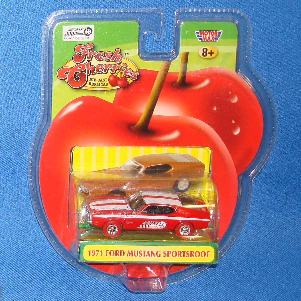 MotorMax Fresh Cherries 1971 Ford Mustang Sports Roof Red #101 Diecast Toy Car MotorMax Fresh Cherries 1971 Ford Mustang Sports Roof Red #101 Diecast Toy Car