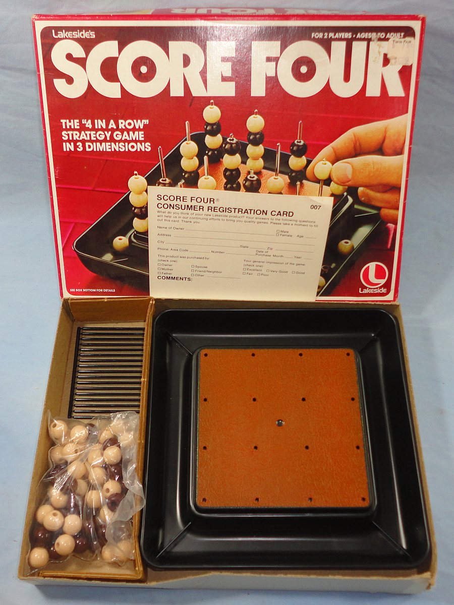 Vintage 1978 Lakeside Score Four Three Dimensional Family Game 8325 Box Pins Beads Board Vintage 1978 Lakeside Score Four Three Dimensional Family Game 8325 Box Pins Beads Board