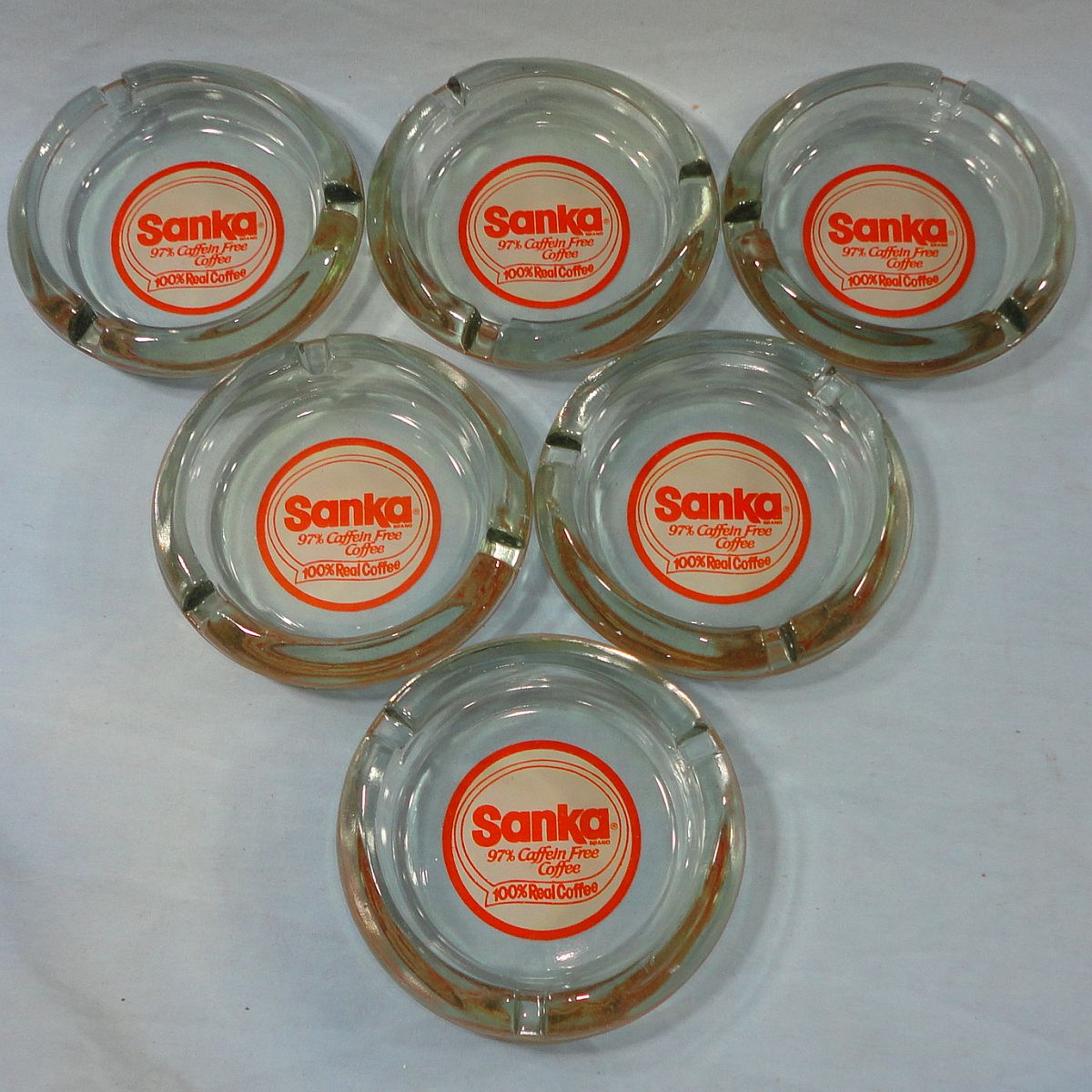 Vintage Sanka 100 Percent Real Coffee 97 Percent Caffein Free Advertising Ashtray Lot Vintage Sanka 100 Percent Real Coffee 97 Percent Caffein Free Advertising Ashtray Lot