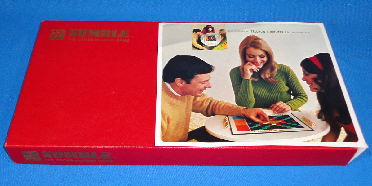 Vintage 1968 Numble Selchow Righter Cross-Number Game No. 21 Board Wood Tiles Racks Box Lid Vintage 1968 Numble Selchow Righter Cross-Number Game No. 21 Board Wood Tiles Racks Box Lid